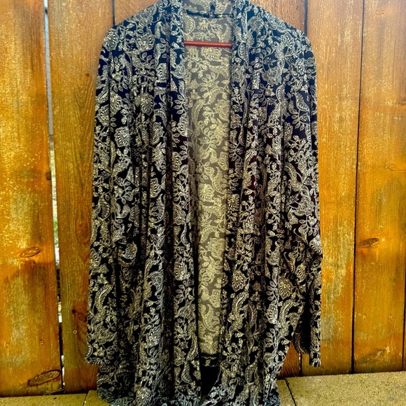 ROAMANS Women’s Black White Paisley Kimono Lightweight Cardigan Size 4X 34-36 - Picture 2 of 9